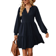 Long Sleeves Twist Fabric V Neck Dresses