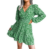Floral Chiffon Long Sleeves Mini Short Dress