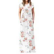 Women's Short Sleeve Long Floor Length Maxi Slim Beach Dresses 