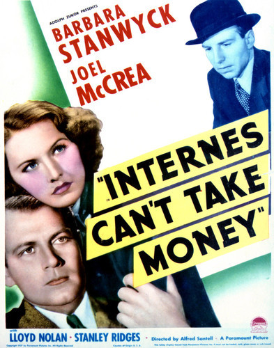 This is an image of Vintage Reproduction of Internes Can't Take Money 296973