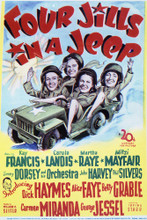 This is an image of Vintage Reproduction of Four Jills in a Jeep 296439