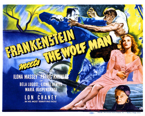 This is an image of Prints & Posters of Frankenstein Meets the Wolf Man 203173