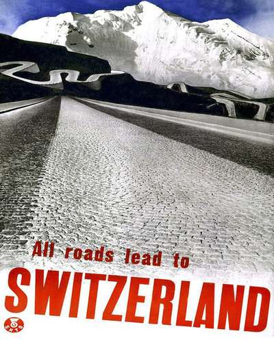This is an image of Prints & Posters of All Roads Lead to Switzerland 204039