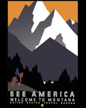 This is an image of Prints & Posters of See America Welcome to Montana 204095