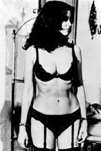 Phyllis Davis huge cleavage in black bra stockings & panties The Choirboys 8x12