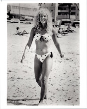 Lynn Holly Johnson sexy full length in polka dot bikini on beach 8x12 real photo