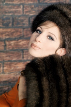 Barbra Streisand, beautiful pose holding fur 4x6 photo