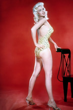 Jayne Mansfield, a stunner in yellow swimsuit 4x6 pin-up photo