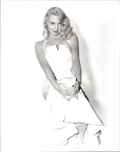Joi Lansing blonde 1950's siren full length studio pose in white dress 4x6 photo
