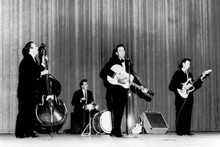 Johnny Cash and The Tennessee Three perform on stage 1950's 4x6 inch photo