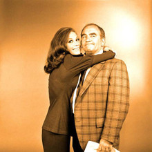 Mary Tyler Moore Show Mary throws her arms around Ed Asner as Lou 12x12 photo