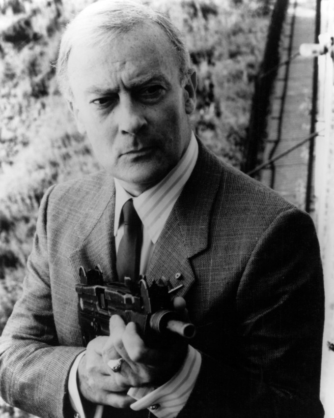 The Equalizer Edward Woodward aiming gun in suit 12x18 Poster Moviemarket