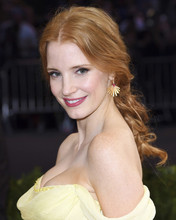 Jessica Chastain beautiful sexy smile wearing low cut yellow dress 12x18  Poster