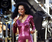 Diana Ross in sequined pink dress in concert Central Park NY 1983 12x18  Poster