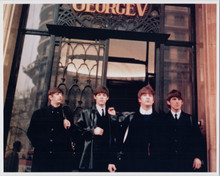 The Beatles Paul Ringo George John pose outside George V Hotel Paris 8x10 photo
