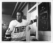Slap Shot original 1977 8x10 photograph Paul Newman in locker room snipe verso