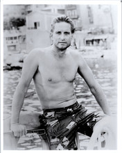 Michael Douglas bare chested in swim shorts vintage 8x10 real photo