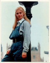 Helen Slater vintage 1980's 8x10 photo in denim outfit leaning against lamp