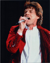 The Rolling Stones 1980's 8x10 press photo Mick Jagger in concert in red jacket
