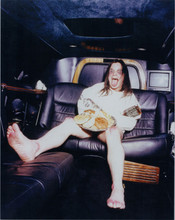 Ozzie Osbourne Black Sabbath 8x10 press photo in back of limo holding food plate