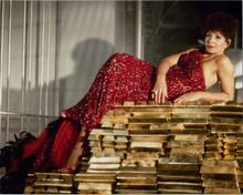 Shirley Bassey classic 8x10 publicity pose on blocks of gold bullion