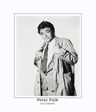Peter Falk in his icoic raincoat as Columbo 8x10 photo with white border & name