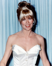 Kim Basinger candid smiling pose in off-shoulder white dress 8x10 photo