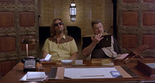 The Big Lebowski Jeff Bridges John Goodman sit behind desk 8x10 photo
