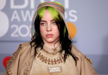 Billie Eilish in brown leather outfit at award ceremony 8x10 photo