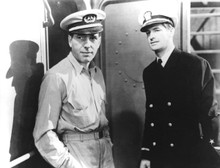 Humphrey Bogart in Navy shirt and cap 8x10 photo with unknown actor