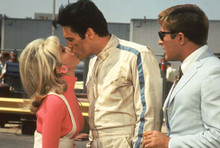Speedway 1968 Elvis Presley kisses Nancy Sinatra Bill Bixby looks on 8x10 photo