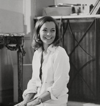 Romy Schneider lovely smiling portrait in white circa mid 1960's 8x10 photo