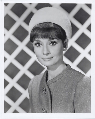 Audrey Hepburn 8x10 studio portrait Charade in white fur hat - Moviemarket
