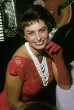 Sophia Loren 1950's portrait in red dress and gloves 4x6 inch photo