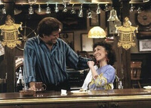 Cheers TV series Ted Danson Rhea Perlman behind Sam's bar 5x7 inch press photo