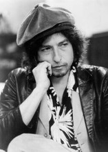 Bob Dylan 1970's thoughtful pose in black leather jacket and cap 5x7 inch photo