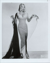 Joi Lansing full length pose in sequined gown holding veil 8x10 photo