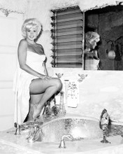 JAYNE MANSFIELD SEXY IN BATHROOM HOLDING TOWEL PRINTS AND POSTERS 100010