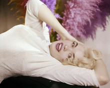 Jayne Mansfield classic Hollywood glamour pose in tight white sweater 8x10 photo