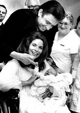 Johnny Cash June Carter 1970 pose with baby son 5x7 inch press photo