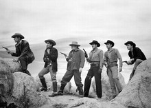 The Doolins of Oklahoma Randolph Scott lines up with gun posse 5x7 inch photo
