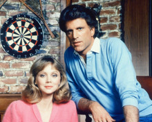 Cheers Ted Danson Shelley Long pose by dart board in Sam's bar 8x10 photo