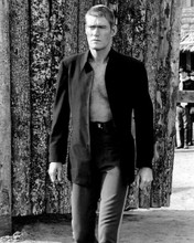 Chuck Connors beefcake pose in open frock coat Jason McCord Branded 8x10 photo