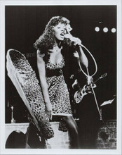 Donna Summer in leopard print dress singing by Sunset Blvd Los Angeles 8x10