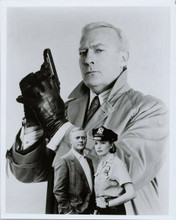 Edward Woodward The Equalizer TV series publicity pose holding gun 8x10 photo