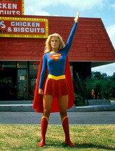 Helen Slater full length pose as Supergirl standing with arm raised 8x10 photo