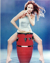 Jennifer Lopez in leotard playing drums full length leggy pose 8x10 photo