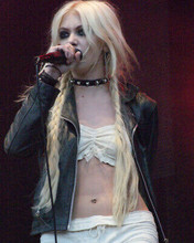 TAYLOR MOMSEN 8X10 PHOTO WHITE BRA TOP OPEN BLACK LEATHER JACKET