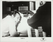 David Janssen 1974 8x10 TV photo lying on bed as Harry O gun pointed