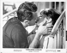 Paris When it Sizzles 8x10 photo William Holden kisses Audrey Hepburn